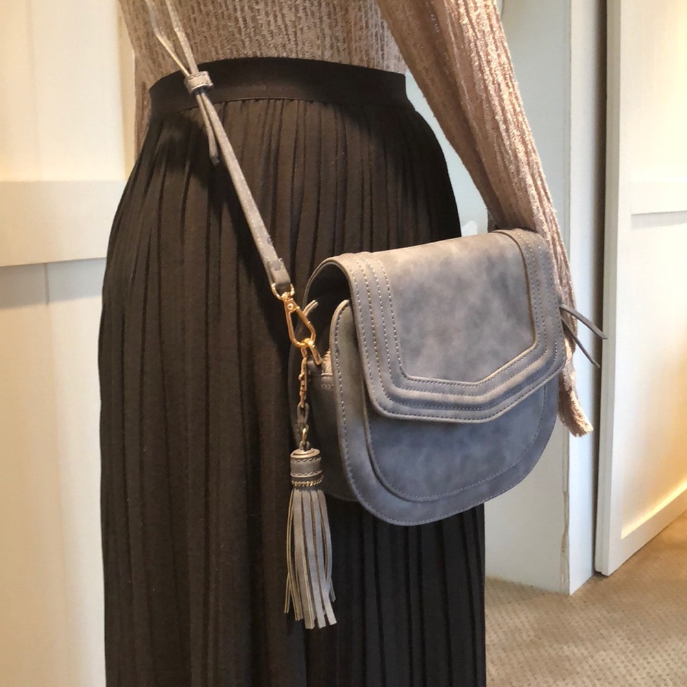 Blue crossbody bag with Tassel